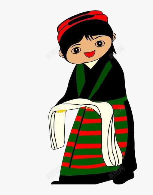 送哈达的女孩png免抠素材_新图网 https://ixintu.com 哈达 女孩 手绘 藏文 藏族