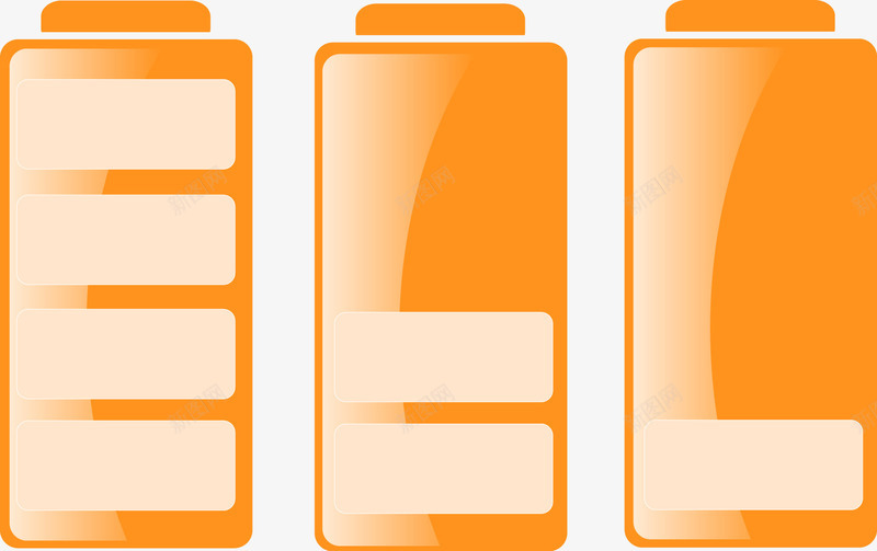 橙色电池图标png_新图网 https://ixintu.com 卡通 正极 正负极 水晶电池 电池图标 电量 负极 透明 透明电池