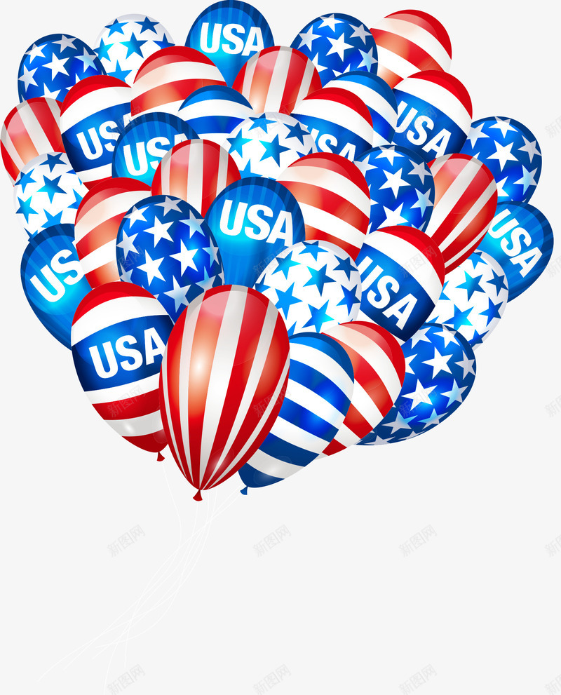 美国独立日美国气球矢量图eps免抠素材_新图网 https://ixintu.com 创意 条纹 独立日 红色 美国 美国气球 蓝色 矢量图