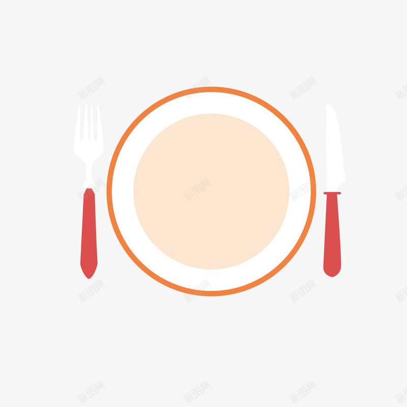白色餐盘png免抠素材_新图网 https://ixintu.com 刀叉 啥顽固 圆形 圆环 彩色 扁平化 美食 食物