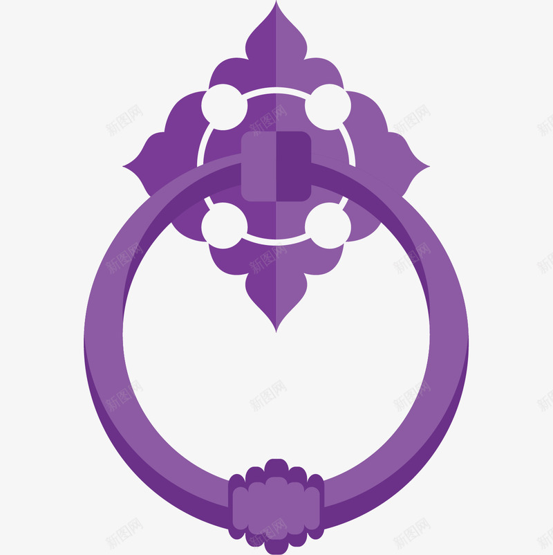 紫色圆环手把png免抠素材_新图网 https://ixintu.com 圆环 复古 大门 彩绘 手把 紫色的 门把手