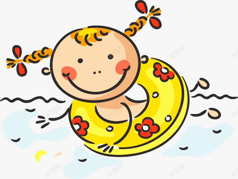 卡通可爱婴儿游泳png免抠素材_新图网 https://ixintu.com 划水 卡通人物 可爱女孩 女孩 婴儿 婴儿游泳馆 游泳馆