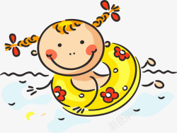 卡通可爱婴儿游泳素材