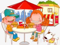 Play鍟嗗簵吃汉堡的小孩矢量图高清图片