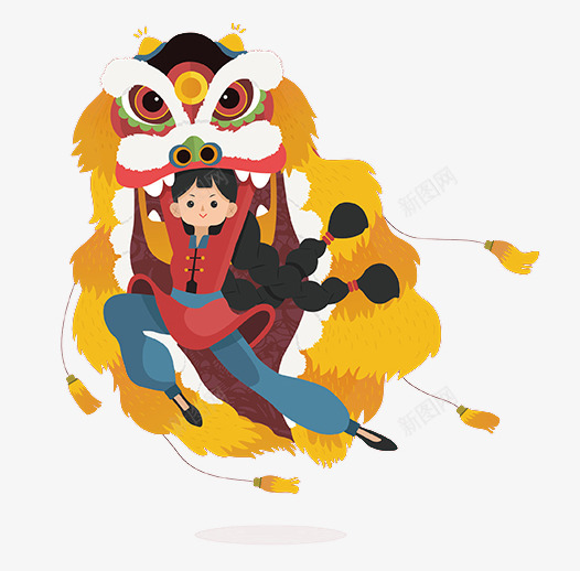 舞狮子png免抠素材_新图网 https://ixintu.com 新年 狮子 舞狮子 节日 过年