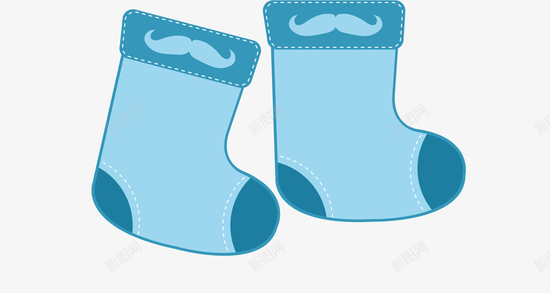蓝色可爱婴儿袜矢量图ai免抠素材_新图网 https://ixintu.com 婴儿 纯棉面料 袜子 矢量图
