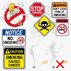 恶魔骷髅头各种禁止吸烟标志高清图片