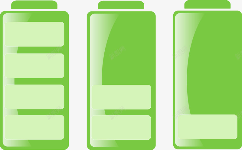 绿色扁平化电池图图标png_新图网 https://ixintu.com 卡通 正极 正负极 水晶电池 电池图标 电量 负极 透明 透明电池