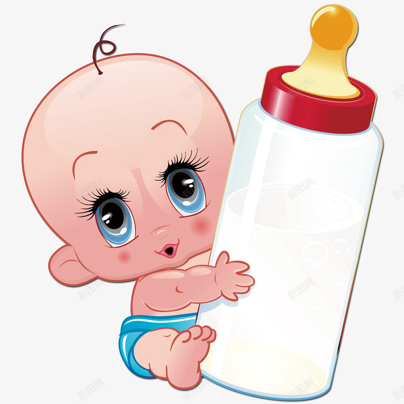 小孩抱着奶瓶psd免抠素材_新图网 https://ixintu.com 卡通 可爱 奶瓶 小孩