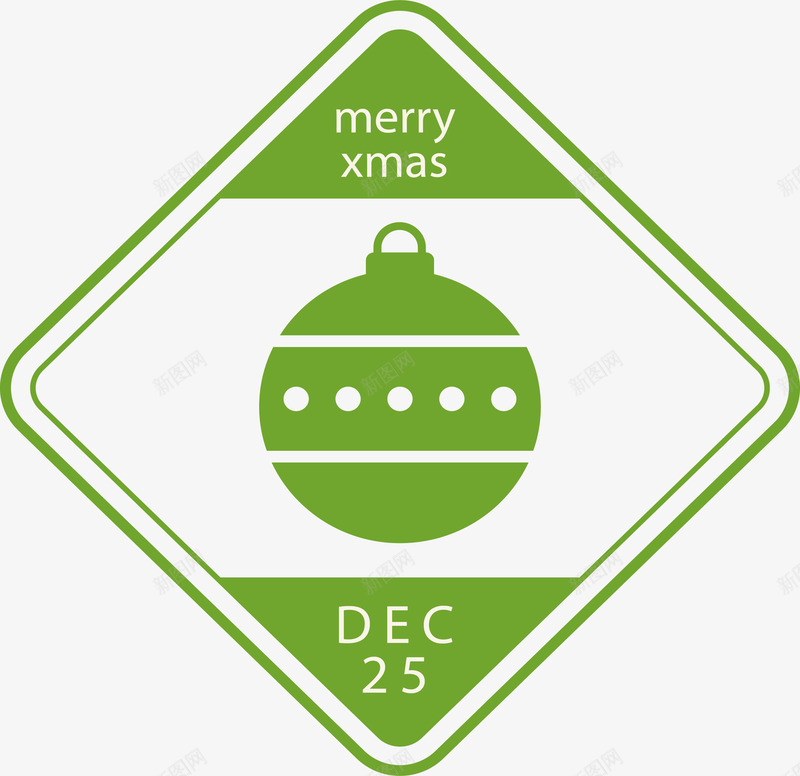 绿色圣诞球菱形标签png免抠素材_新图网 https://ixintu.com 促销标签 圣诞促销 圣诞标签 矢量png 绿色边框 菱形块