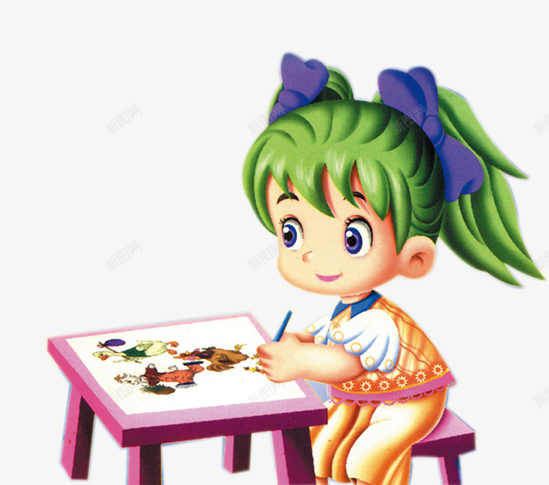 学画画的小孩png免抠素材_新图网 https://ixintu.com 卡通 可爱 学画画 小孩子