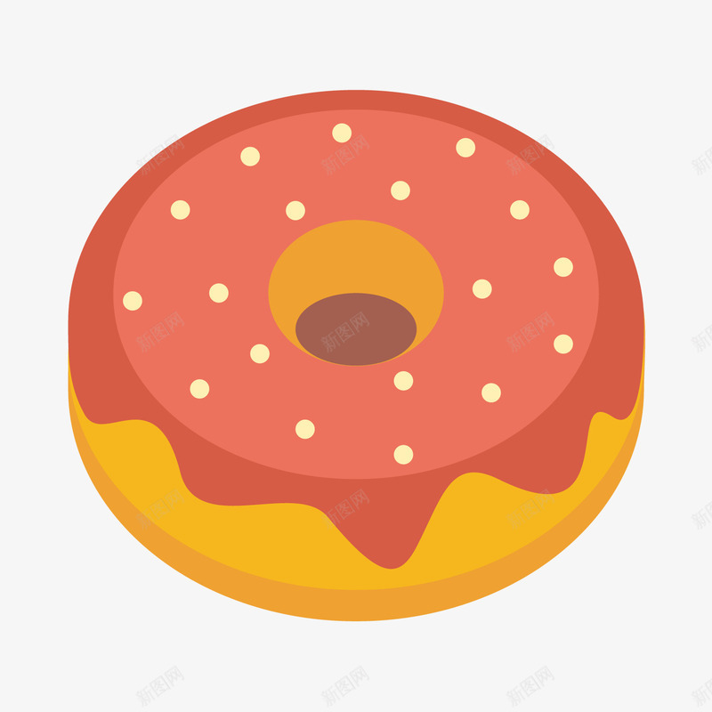 红色甜甜圈卡通图标png_新图网 https://ixintu.com 卡通图标 扁平化 甜甜圈 红色 美味 零食