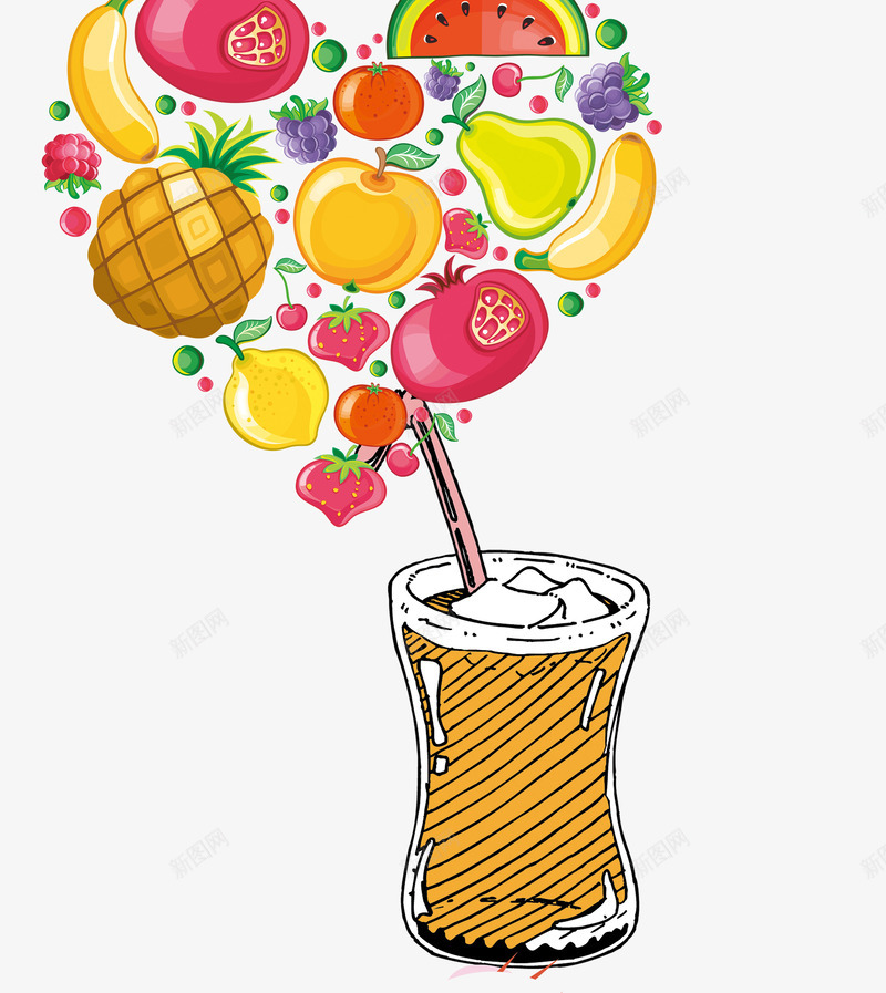 水果果汁psd免抠素材_新图网 https://ixintu.com 吸管 彩色 杯子 果汁 梨子 水果果汁 草莓 菠萝 葡萄 西红柿 香蕉