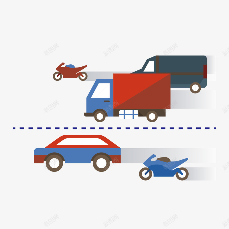 各种车png免抠素材_新图网 https://ixintu.com 小汽车 扁平化 摩托车 货车 面包车矢量