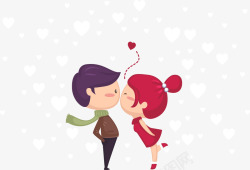 扁平化情侣可爱亲吻小情侣高清图片