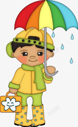 卡通儿童雨天形象素材