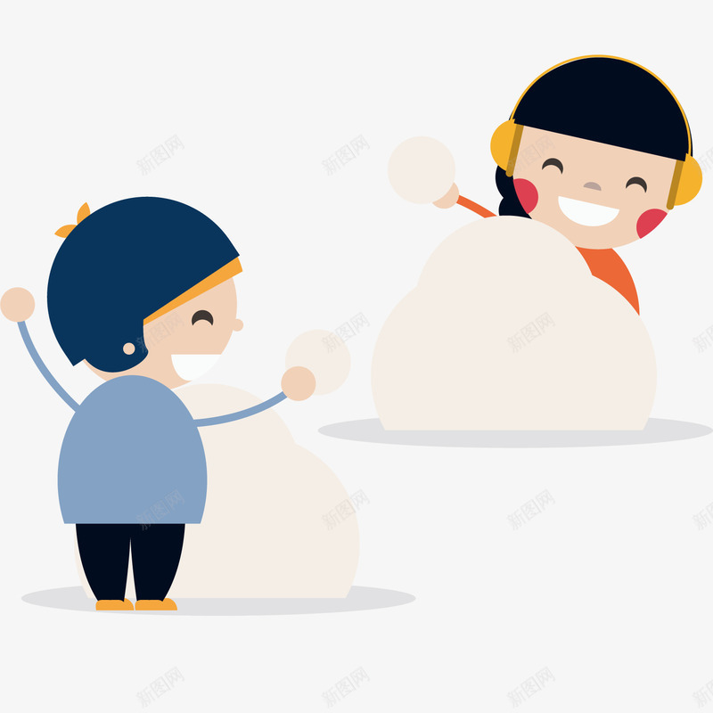 快乐玩雪的孩子png免抠素材_新图网 https://ixintu.com 小孩 帽子 快乐 打雪仗 玩雪