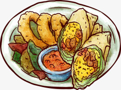 薄饼卷彩绘墨西哥食物高清图片