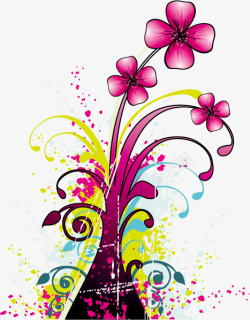 潮流花朵素材矢量素材彩色促销元素高清图片
