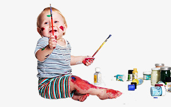 小婴儿png免抠素材_新图网 https://ixintu.com 小孩 涂鸦 玩耍 画笔 颜料