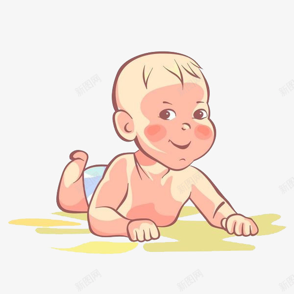爬行的婴儿png免抠素材_新图网 https://ixintu.com 卡通手绘 卡通脸红 可爱画风 好动 婴儿 纸尿裤 装饰