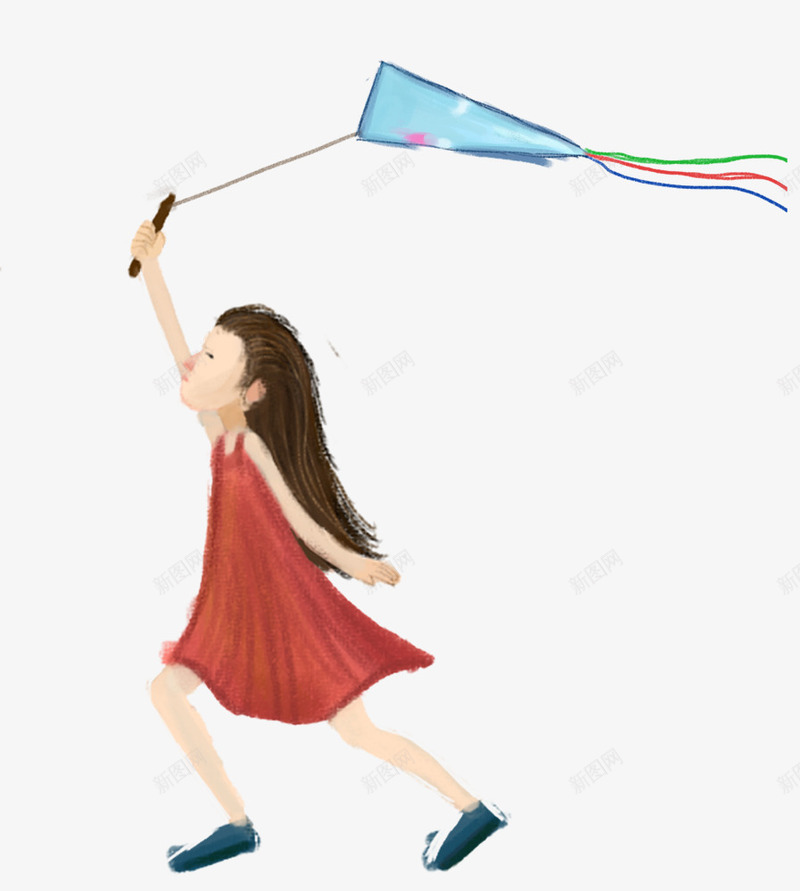 卡通手绘奔跑放风筝的女孩psd免抠素材_新图网 https://ixintu.com 卡通 卡通手绘奔跑放风筝的女孩 奔跑 女孩 手绘 放风筝
