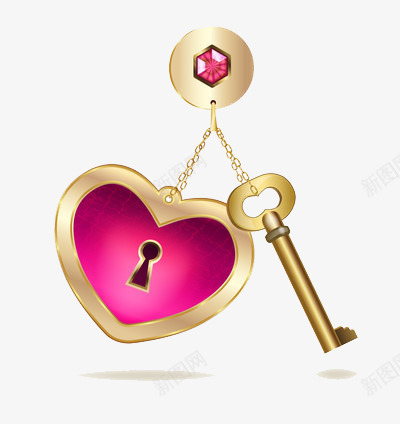 心形锁扣和钥匙png免抠素材_新图网 https://ixintu.com 心形 爱情 钥匙 锁