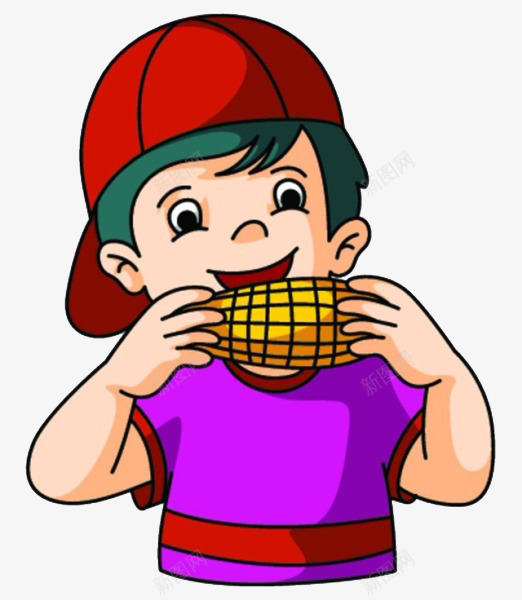 吃玉米的小孩png免抠素材_新图网 https://ixintu.com 卡通 吃 小孩 玉米