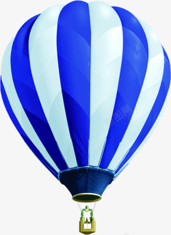 蓝色条纹热气球卡通素材