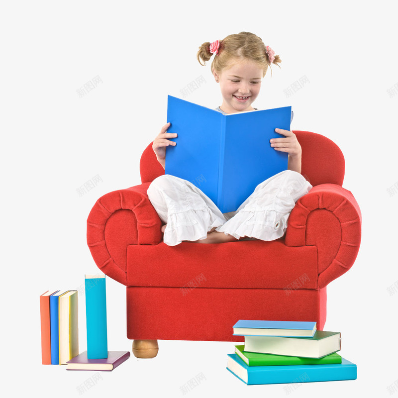 看书的小孩png免抠素材_新图网 https://ixintu.com 坐在椅子上的小孩 女孩 看书