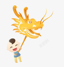 手绘土着小孩手绘卡通的举着龙头的小孩图图标高清图片