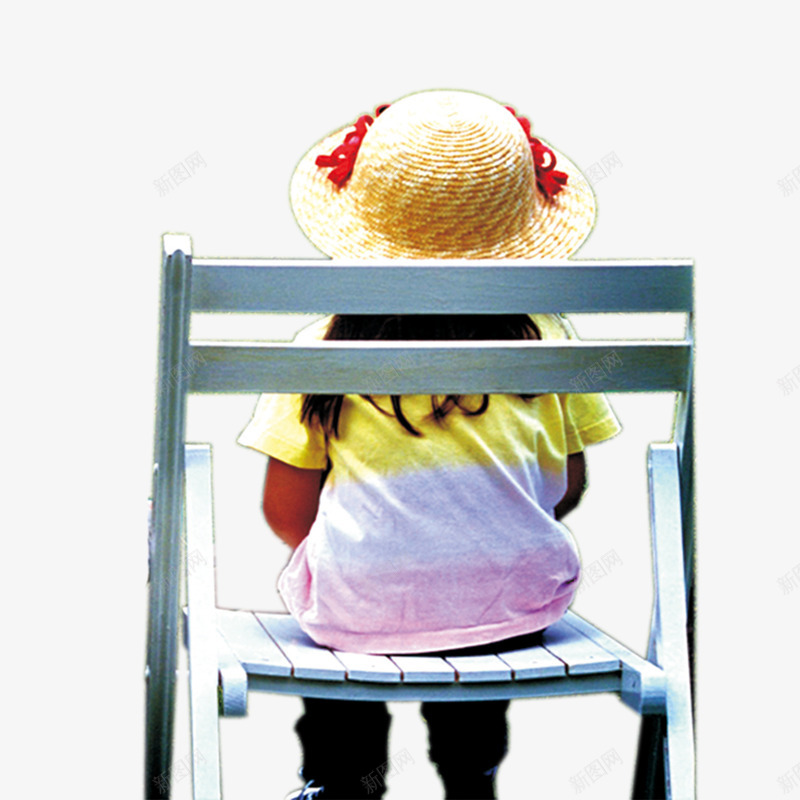 小朋友孤独的背影png免抠素材_新图网 https://ixintu.com 凳子 坐着 坐着的小朋友 孤独的背影 小女孩 小朋友 帽子 等待 遥望