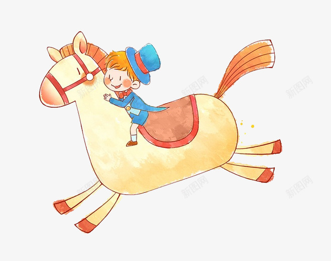 卡通骑马的小孩png免抠素材_新图网 https://ixintu.com 人物 卡通 手绘 童趣 马 马免费下载