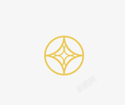 黄色扁平化logo重叠图标高清图片
