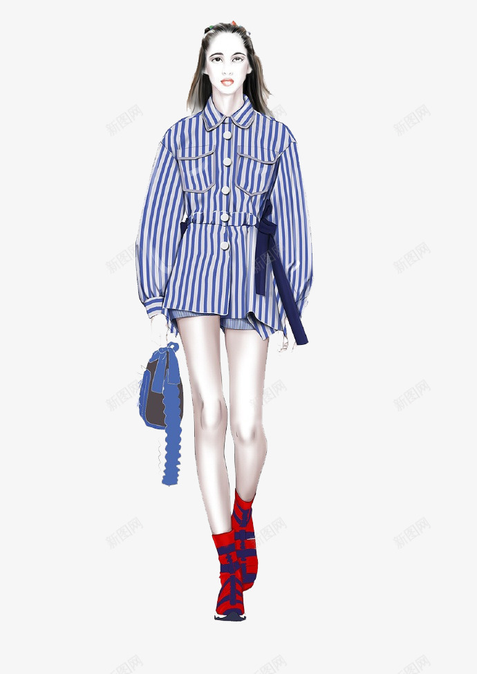 手绘条纹服装插画png免抠素材_新图网 https://ixintu.com 手绘 服装插画 条纹 设计