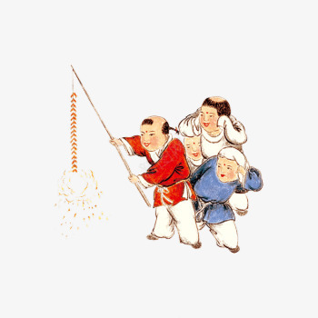 新年手绘儿童烧鞭炮png免抠素材_新图网 https://ixintu.com 2017 儿童 新年 烧鞭炮 过年