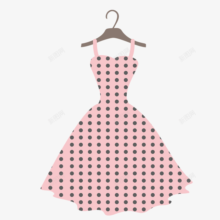 粉红色点点裙子png免抠素材_新图网 https://ixintu.com 吊带裙 女士裙子 时尚 漂亮 潮流 衣架 裙子