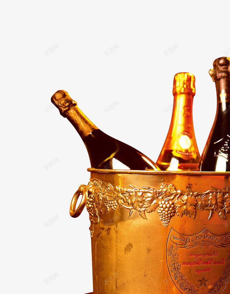 冰桶里面的红酒png免抠素材_新图网 https://ixintu.com 冰桶里面的红酒 白葡萄酒 酒水 铁桶 香槟