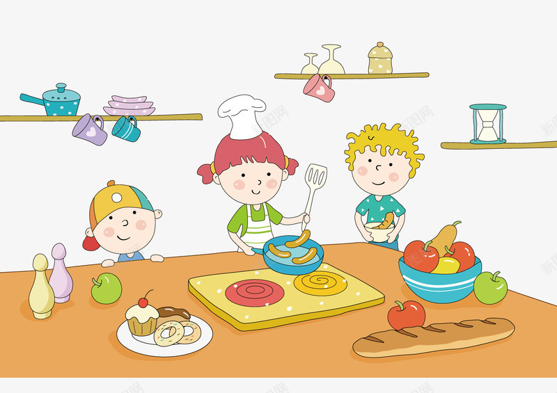 做饭的孩子png免抠素材_新图网 https://ixintu.com 做饭的孩子 卡通 可爱 可爱的孩子 吃的 小孩 帮忙做饭的小男孩 食物