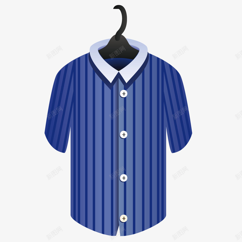 蓝色条纹衬衫短袖png免抠素材_新图网 https://ixintu.com 条纹 短袖 蓝色 衬衫