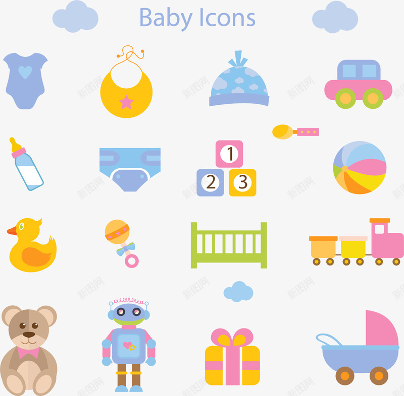 婴儿用品道具png免抠素材_新图网 https://ixintu.com 儿童用具 母婴用品 道具