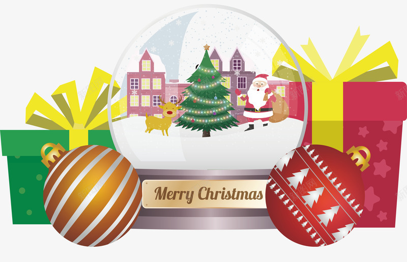 水晶球圣诞礼物堆png免抠素材_新图网 https://ixintu.com 圣诞球 圣诞礼物 圣诞节 水晶球 矢量png 礼物堆