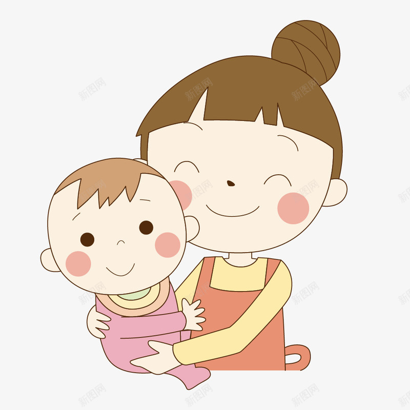 抱着孩子的妈妈人物png免抠素材_新图网 https://ixintu.com 人物 卡通人物 妈妈 婴儿 孩子 手绘人物