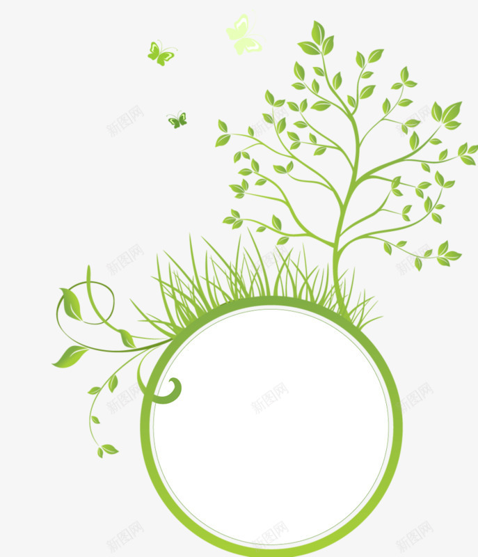圆环与绿树png免抠素材_新图网 https://ixintu.com 圆环 小草 树叶 树木 绿色