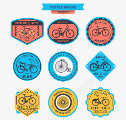 复古可爱的彩色自行车徽章素素材