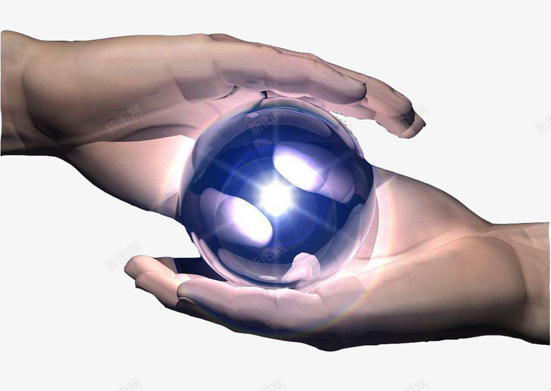 守护水晶球png免抠素材_新图网 https://ixintu.com 发光 守护水晶球免费 手掌 水晶球 蓝色 魔法水晶球