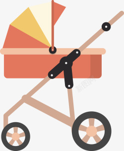 一个推车一个红色婴儿推车矢量图高清图片