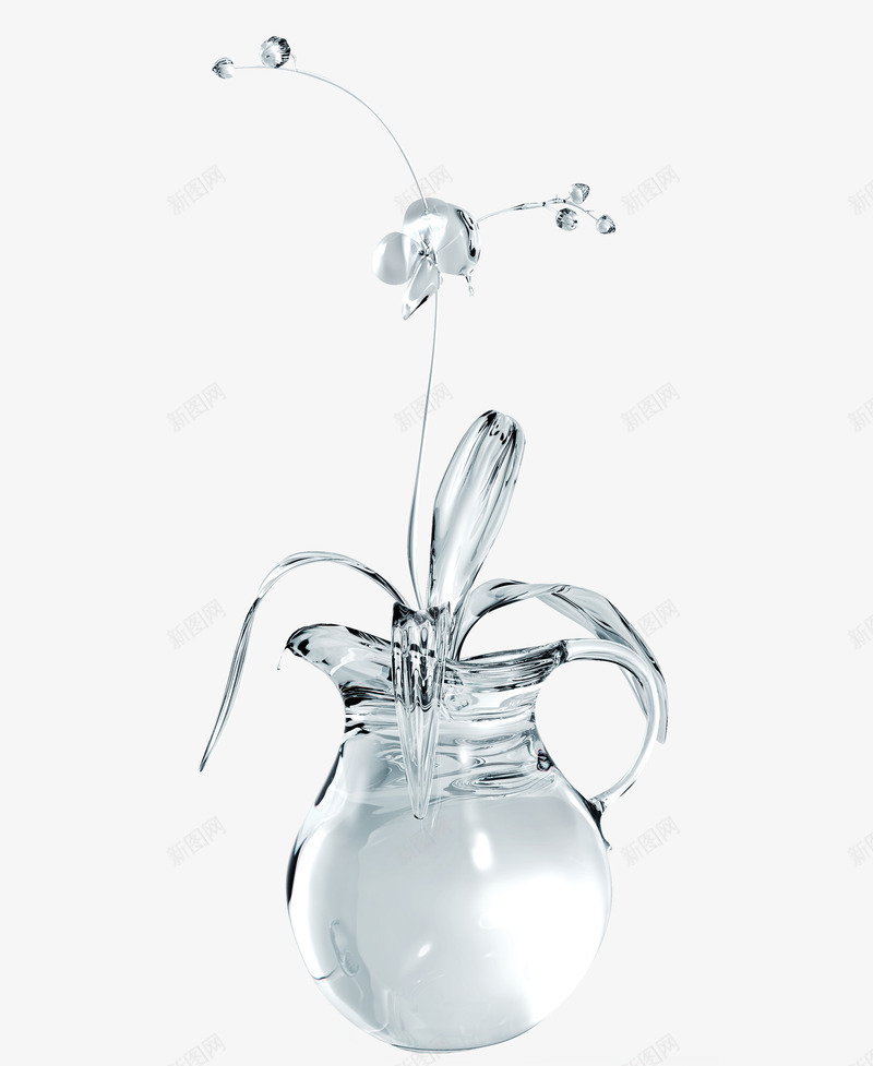 水晶花瓶png免抠素材_新图网 https://ixintu.com 花卉 花瓶 透明水晶