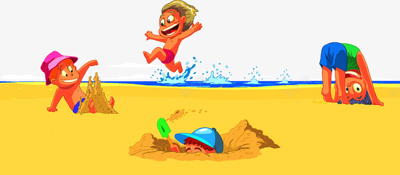 小孩沙滩玩耍png免抠素材_新图网 https://ixintu.com 儿童 夏天 小孩 小朋友 沙滩 玩耍