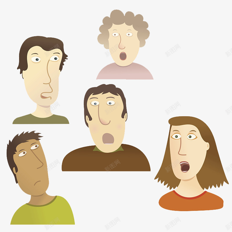 表情尴尬的一家人png免抠素材_新图网 https://ixintu.com 人头 各种颜色 宣传 尴尬的人 尴尬表情 平面设计 面部表情